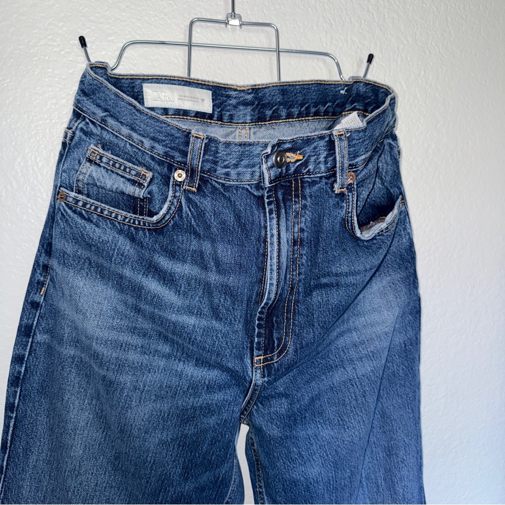 Zara Dark Blue high rise wide leg jeans